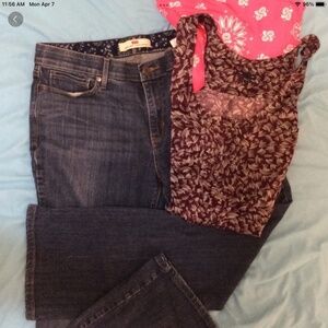 Lot of 3 Womens Clothing Levi’s  525 Jeans size 14M, and 2 summer tops XL Lot